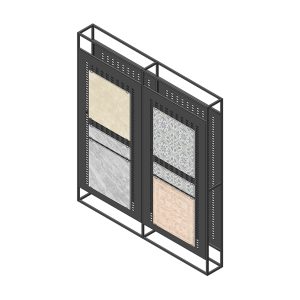 tile display stand with double sided pegboards 03