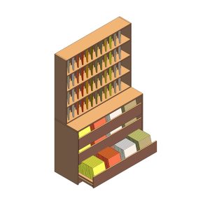 tile wall display rack with storage cabinet 04