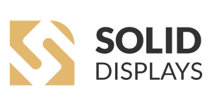 Solid Displays logo gold icon black text no background 3