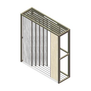 double side 5 rail sliding tile display rack 06